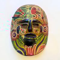 Image 1 of Petit masque mexicain vintage en terre cuite peint à la main – Années 70 - 80 Talavera