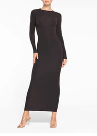 Image 1 of SKIMS- FITS EVERYBODY CREW NECK LONG SLEEVE LONG DRESS- ONYX