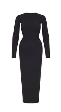 Image 2 of SKIMS- FITS EVERYBODY CREW NECK LONG SLEEVE LONG DRESS- ONYX