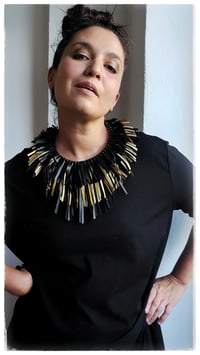 Image 7 of Collana in pelle artigianale ZIEGFELD - NeroOro