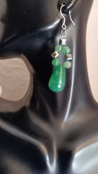 Image 4 of EMERALD TEARDROP AND BEADS WITH HEMATITE CUBES