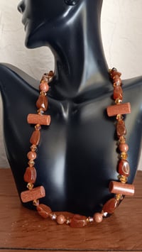 Image 5 of AMBER AND SUNSTONE BEADS WITH SWAROVSKI BICONE BEADS