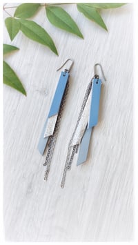 Image 1 of Orecchini pendenti in pelle NINFA - AzzurroSilver 