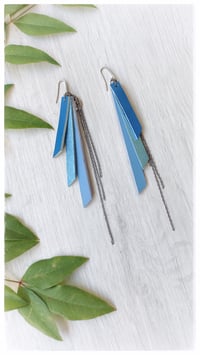 Image 3 of Copy of Orecchini pendenti in pelle NINFA - AzzurroSilver