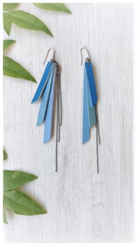 Image 1 of Copy of Orecchini pendenti in pelle NINFA - AzzurroSilver