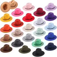 Image 1 of Blank Vegan Wool Flat Brim Hats 