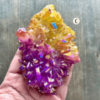 Image 14 of Yellow Aura Crystal Cluster, Aura Quartz Crystal Clusters, Yellow Titanium Aura Crystal
