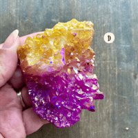 Image 15 of Yellow Aura Crystal Cluster, Aura Quartz Crystal Clusters, Yellow Titanium Aura Crystal
