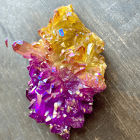 Image 17 of Yellow Aura Crystal Cluster, Aura Quartz Crystal Clusters, Yellow Titanium Aura Crystal