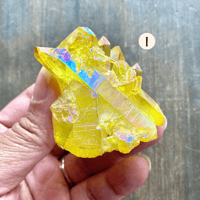 Image 1 of Yellow Aura Crystal Cluster, Aura Quartz Crystal Clusters, Yellow Titanium Aura Crystal