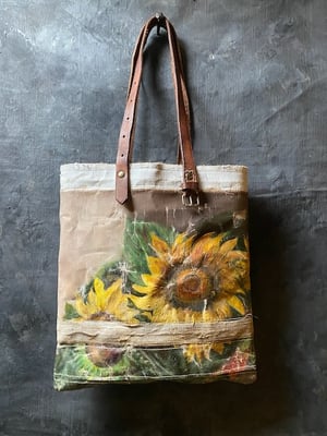 Image of one of a kind painting bag - sunflower