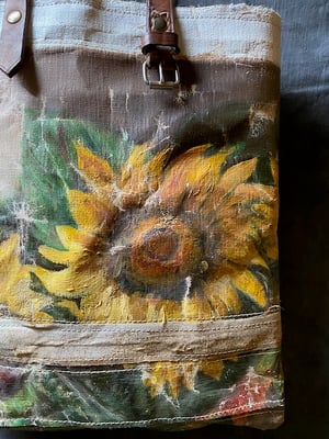 Image of one of a kind painting bag - sunflower