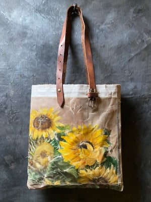 Image of one of a kind painting bag - sunflower