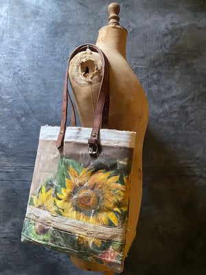 Image of one of a kind painting bag - sunflower