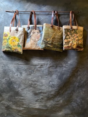 Image of one of a kind painting bag - sunflower