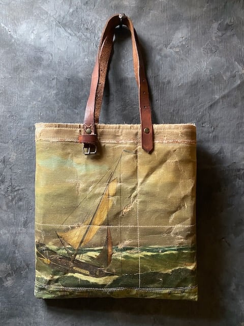 Image of one of a kind painting bag - sail
