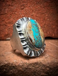 Image 5 of WL&A Handmade High Grade Boulder Royston Ribbon Heavy Signet Ring - Size 10