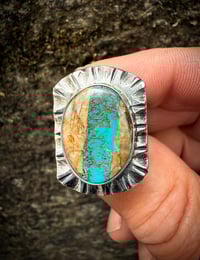 Image 4 of WL&A Handmade High Grade Boulder Royston Ribbon Heavy Signet Ring - Size 10