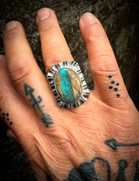 Image 2 of WL&A Handmade High Grade Boulder Royston Ribbon Heavy Signet Ring - Size 10
