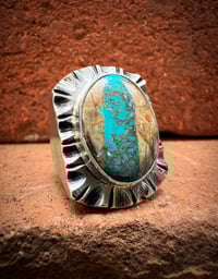 Image 1 of WL&A Handmade High Grade Boulder Royston Ribbon Heavy Signet Ring - Size 10