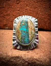 Image 2 of WL&A Handmade High Grade Boulder Royston Ribbon Heavy Signet Ring - Size 11