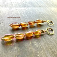 Image 3 of Crystal Dangle Earrings, Gold Wire Wrapped Earrings, Hessonite Garnet Stone, Made Per Order