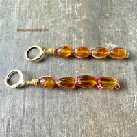 Image 4 of Crystal Dangle Earrings, Gold Wire Wrapped Earrings, Hessonite Garnet Stone, Made Per Order