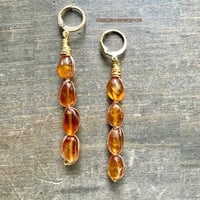 Image 1 of Crystal Dangle Earrings, Gold Wire Wrapped Earrings, Hessonite Garnet Stone, Made Per Order