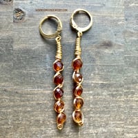 Image 6 of Crystal Dangle Earrings, Gold Wire Wrapped Earrings, Hessonite Garnet Stone, Made Per Order