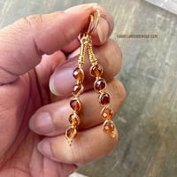 Image 8 of Crystal Dangle Earrings, Gold Wire Wrapped Earrings, Hessonite Garnet Stone, Made Per Order