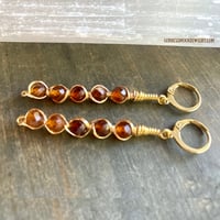 Image 9 of Crystal Dangle Earrings, Gold Wire Wrapped Earrings, Hessonite Garnet Stone, Made Per Order