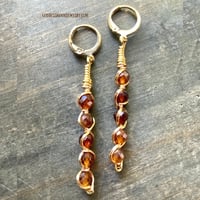 Image 7 of Crystal Dangle Earrings, Gold Wire Wrapped Earrings, Hessonite Garnet Stone, Made Per Order
