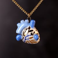 Blue Anatomical Heart Necklace