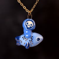 Blue Death Riding Goldfish Necklace