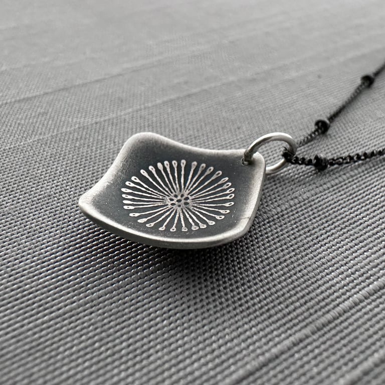 Sterling Silver Diamond-shaped Seed Pod Necklace