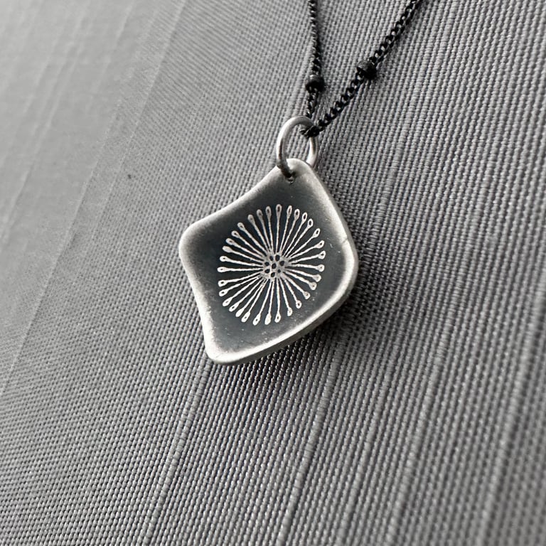 Sterling Silver Diamond-shaped Seed Pod Necklace Image 2