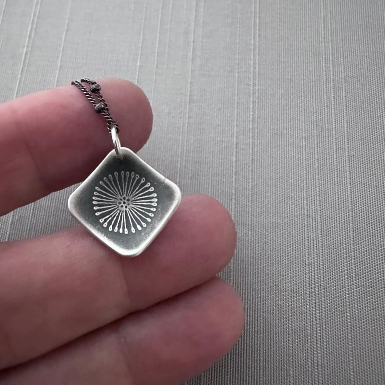 Sterling Silver Diamond-shaped Seed Pod Necklace Image 3