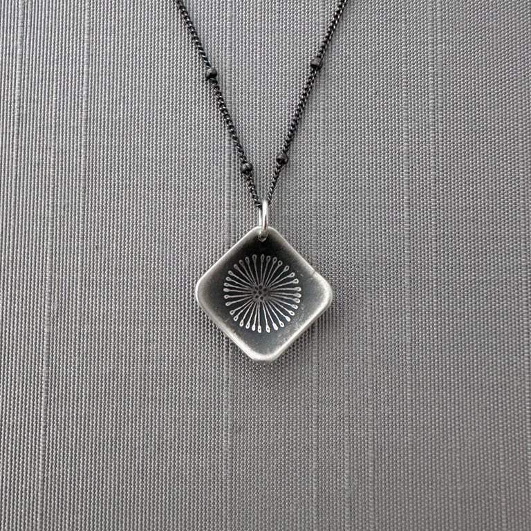 Sterling Silver Diamond-shaped Seed Pod Necklace Image 5