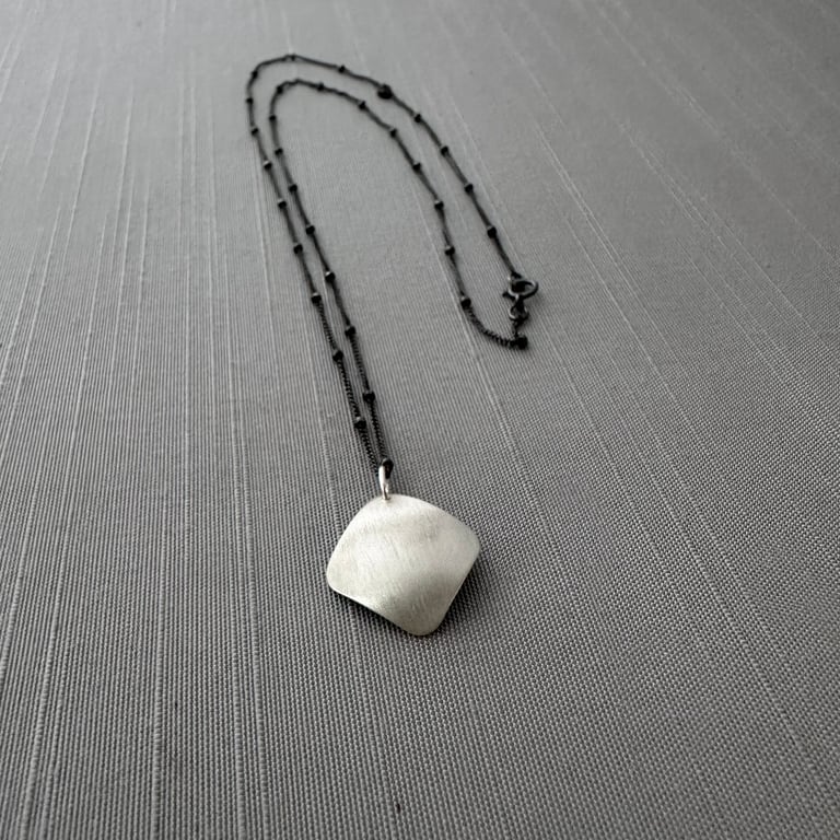 Sterling Silver Diamond-shaped Seed Pod Necklace Image 6