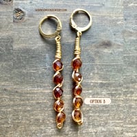 Image 5 of Crystal Dangle Earrings, Gold Wire Wrapped Earrings, Hessonite Garnet Stone, Made Per Order