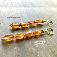 Image 2 of Crystal Dangle Earrings, Gold Wire Wrapped Earrings, Hessonite Garnet Stone, Made Per Order