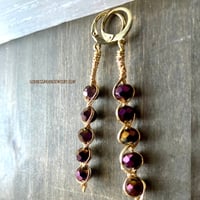 Image 13 of Crystal Dangle Earrings, Gold Wire Wrapped Earrings, Hessonite Garnet Stone, Made Per Order
