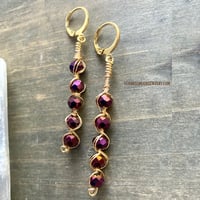 Image 14 of Crystal Dangle Earrings, Gold Wire Wrapped Earrings, Hessonite Garnet Stone, Made Per Order
