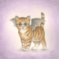 Image 1 of Original Art: Orange Tabby Bat Cat
