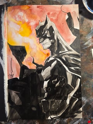 Painted Batman B inside Superman Unchained hardcover (FREE SHIPPING)