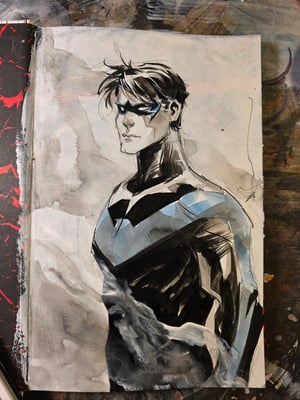 Painted Nightwing A inside Batman Legacy Cowl hardcover (FREE SHIPPING)