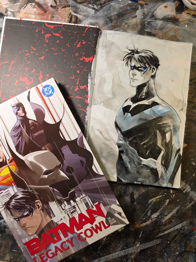 Painted Nightwing A inside Batman Legacy Cowl hardcover (FREE SHIPPING)