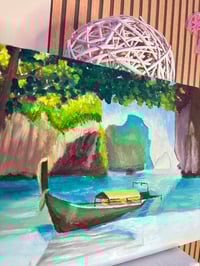 Image 3 of "Quiet Shores of Thailand" (Extra thick 3.5 cm edge) | Oil on canvas (12' x 16')