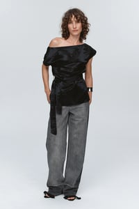 Image 2 of marle jude top black silk jacquard