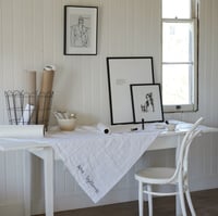 Image 2 of hand stitched tablecloth - milk